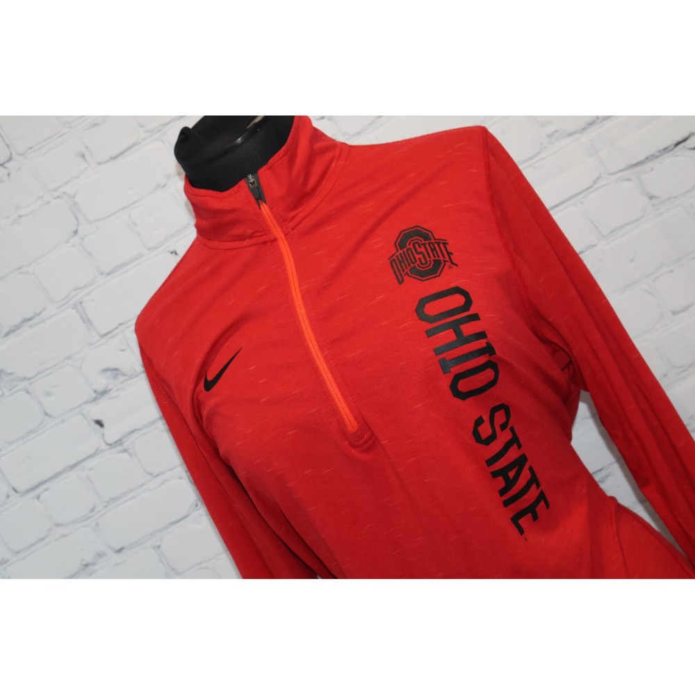 Nike Ohio State Buckeyes Pullover Women XL Red 1/4 Zip Dri-FIT Gym Shirt